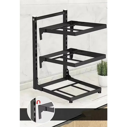 Kitchen Sink Storage Rack Multi-Layer Cooker Storage Rack For Home Stovetop Cabinets Adjustable Pot Rack